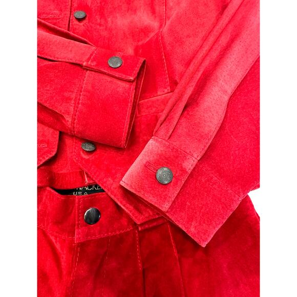 Bushwhacker USA Vintage 2-Piece Red Suede Jacket & Gaucho Short Set-New w/Tags - Picture 5 of 16